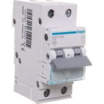 Jistič Hager MCB jistič 6kA 2P B16A MBN216E