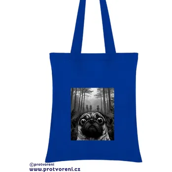 Taška s potiskem Textilní taška, PES MOPS ve strašidelném lese, 41x37cm, mix barev, 1 ks Vyberte si barvu ZDE:: modrá