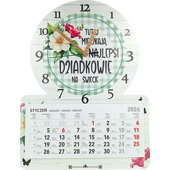 Hodiny Nástěnné hodiny s kalendářem PRO BABIČKU A DĚDEČKA DÁREK Tiché, 40,5 cm