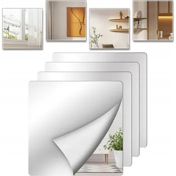 Zrcadlo Samolepicí archy zrcadel, zesílené akrylové zrcadlo A4, na stěny, 4 kusy