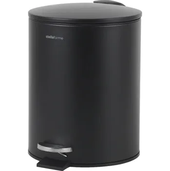 Odpadkový koš Pedálový koš Stella BUDGET kulatý 5 L, tiché zavírání (soft close) / ocel matná černá