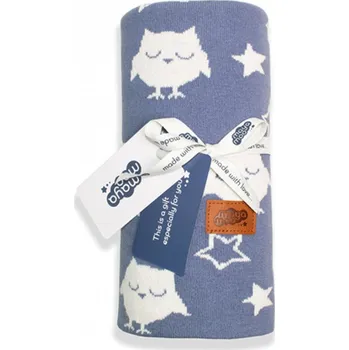 Dětská postýlka Deka jacquard 100/80 cm sova jeans