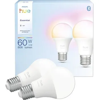 LED žiarovka Philips Hue 8720169392243 Essential RGB E27 A60 8W/60W 806 lm 2ks - kompatibilní se SMART HOME by hornbach