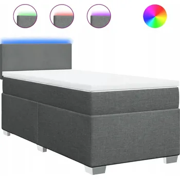 Postel Kontinentální postel s LED, tmavě šedá, 200 x 90 x 100,5 cm