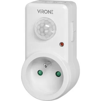 vypínač Virone zásuvkový PIR senzor pohybu LED 120° soumrakový do zásuvky bílý