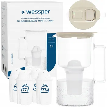Filtrace vody Filtrační konvice Wessper D4 Borosilicate Mini FutureFlow 2 l béžová