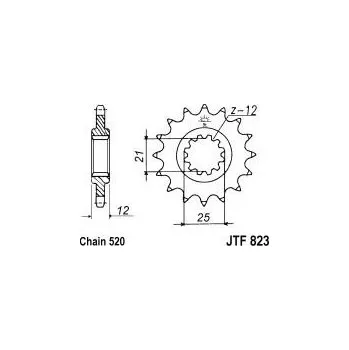 Řetězová sada pro motocykl Řetězové kolečko JT JTF 823-13 13 zubů, 520