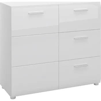 Komoda Elegantní komoda se zásuvkami na nožkách do obývacího pokoje Merano - Meble Wojcik Bílá Alpská/PVC Bílý Lesk 95.9x86 cm