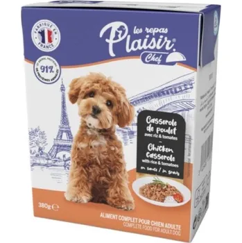 Krmivo pro psa Plaisir Chef 380g TETRAPACK pro dospělé psy Kuře s rýží a rajčaty v omáčce