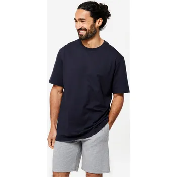 Pánské tričko DOMYOS Pánské fitness tričko s krátkým rukávem L MODRÁ