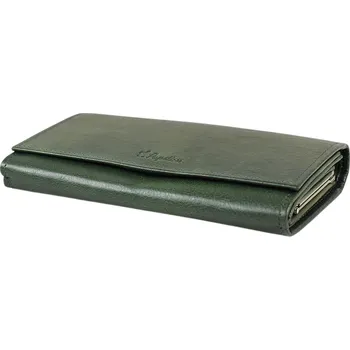 Peněženka Papillon Dámska kožená peněženka 28-12 s kosmetickým zrcátkem-Tmavě zelená