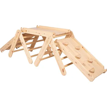 Hra na zahradu MeowBaby Lezecí trojúhelník se skluzavkou a lezeckou stěnou - Přírodní