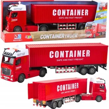 autíčko Nákladní auto s kontejnerem, světla a zvuky - červené
