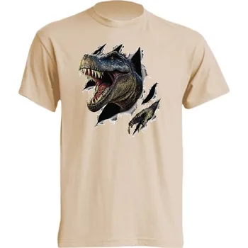Pánská móda panske-levne-bavlnene-tricko-potisk-trhajici-t-rex Barva: Lime stone - krémová, velikost: XL