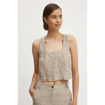 Plátěný top Sisley 5NTHLH015 béžová 80X, vel. M