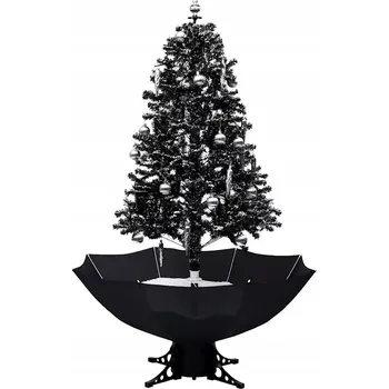 Vánoční stromek Umělý vánoční stromeček 170 cm se sněhem, černý, s ozdobami a LED osvětlením