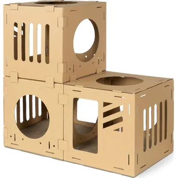 TUNEL PRO PRO KOČKY Z KARTONU DOMEČEK ŠKRABADLO K SESTAVENÍ HNĚDÝ