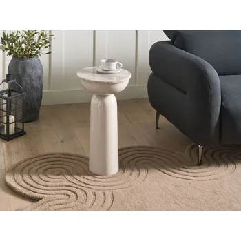 Obývací pokoj Odkládací stolek béžový kovová základna mramorová deska práškově lakovaný kulatý moderní obývací pokoj Beliani