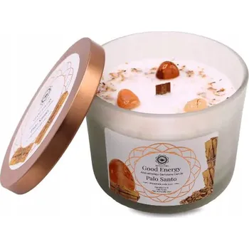 Svíčka Svíčka s Kameny - Dobrá Energie - Palo Santo a Karneol - 256g