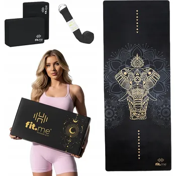 podložka na cvičení Krásná prémiová sada: podložka na jógu ze semiše se slonem, 4 mm + bloky + popruh
