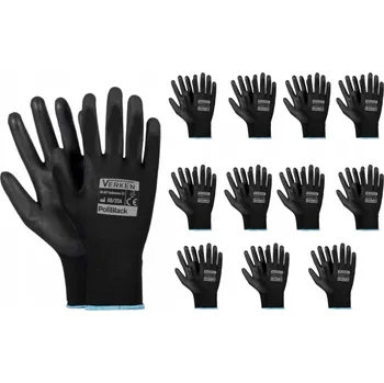 Pracovní rukavice Pracovní Rukavice Ochranné Rukavice Odolné BOZP Verken PoliBlack 10-XL 12 Párů