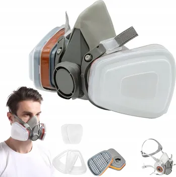 Plynová maska LAKÝRNICKÁ MASKA POLOMASKA OCHRANNÁ PROTIPRACHOVÁ FILTRY + NÁHRADNÍ VLOŽKY