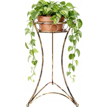 Květináč DRŽÁK NA KVĚTINÁČ KOVOVÝ STOJAN NA KVĚTINY KVĚTINÁČE STABILNÍ OZDOBNÝ STOJÍCÍ ZLATÝ