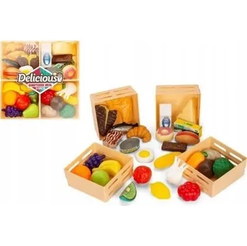 Dětská kuchyňka KUCHYŇSKÁ SADA NÁDOBÍ A OVOCE V BEDÝNCE SWEDE 32 DÍLŮ PRO DĚTI