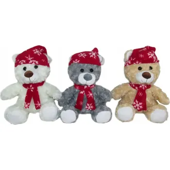 plyšák Plyšová Hračka Medvídek Zimní Vánoční 3 barvy - 25 cm