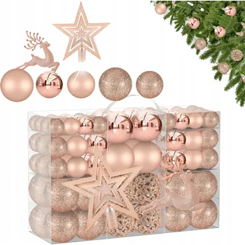 Vánoční ozdoba SADA VÁNOČNÍCH OZDOB 102 KS NEROZBITNÉ BAŇKY NA STROMEK VELKÁ SMĚS