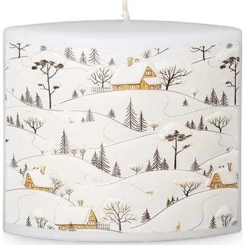 Svíčka Elipsa 115x53x100 mm Snowy Poetry, svíčka 350 gram Béžová