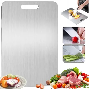 Kuchyňské prkénko PRKÉNKO NA KRÁJENÍ Z NEREZOVÉ OCELI ROBUSTNÍ OBOUSTRANNÉ 46X30 CM ZDRAVÉ