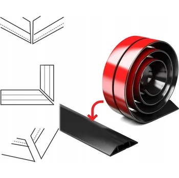 PODLAHOVÝ KABELOVÝ ŽLAB ELASTICKÝ 2M S OBOUSTRANNOU LEPICÍ PÁSKOU ČERNÝ