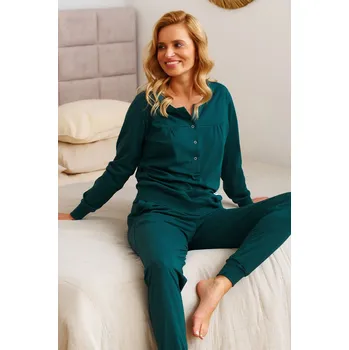 Těhotenská móda Dámské, kojící pyžamo 4349 Emerald