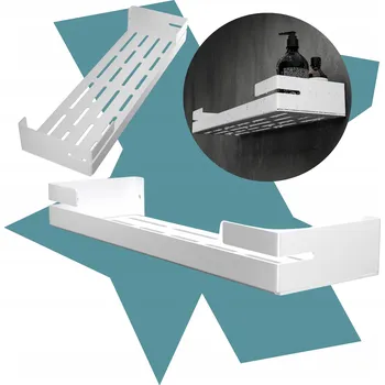 Koupelnový nábytek KOUPELNOVÁ POLICE HLINÍKOVÁ BÍLÁ 40CM NÁSTĚNNÁ DO KOUPELNY PRO MONTÁŽ LOFT