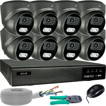 Bezpečnostní kamera Sada 8 Grafitových IP Kamer 8MP 4K POE Detekce Osob a Vozidel bez HDD