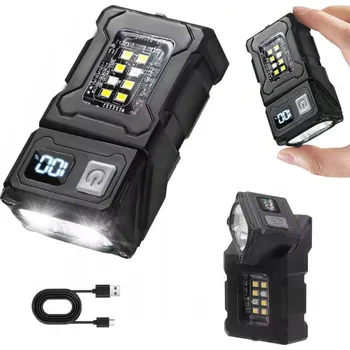 Taktická LED svítilna COB s otočnou hlavou + magnet, nabíjení USB-C