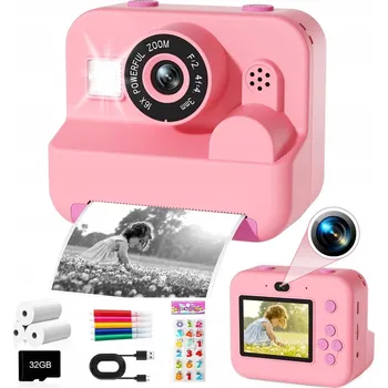 Digitální kompakt DĚTSKÝ FOTOAPARÁT DIGITÁLNÍ S TISKÁRNOU + 32GB KARTA