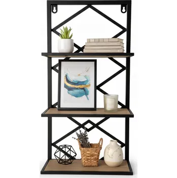 police ZÁVĚSNÁ POLICE NA KNIHY DO OBÝVÁKU LOFT REGÁL 3 ÚROVNĚ DUB 60 CM