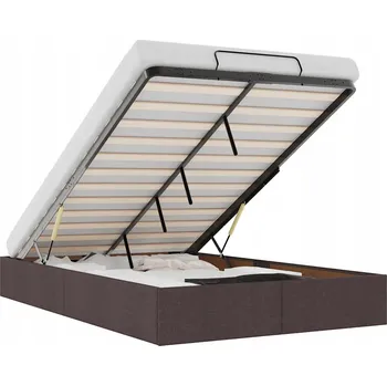 Postel Rám postele s úložným prostorem (otoman) tmavě hnědá 193 x 120 x 23,5 cm se zvedacím mechanismem