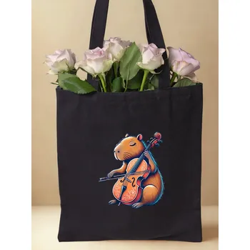 Taška s potiskem Textilní taška, KAPYBARA hrající na housle, 41x37cm, mix barev, 1 ks Vyberte si barvu ZDE:: černá