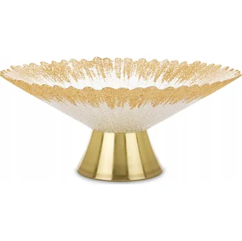 Podnos skleněná glamour zlatá dekorace stojan na ovoce a koláče