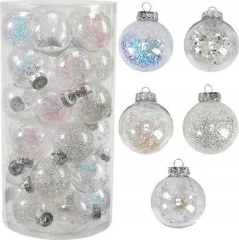 Vánoční dekorace Průhledná směs Vánoční Koule 8 cm 30 ks