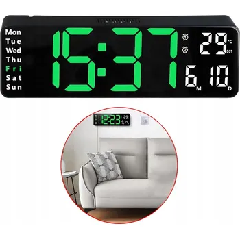 Hodiny CYFROWY ZEGAR ŚCIENNY ELEKTRONICZNY LED Digitální nástěnné hodiny s budíkem - velké číslice