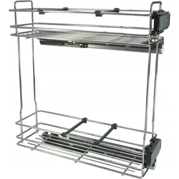 Kuchyňská skříňka VÝSUVNÝ CARGO KOŠ DO SKŘÍŇKY 15 CHROM 2 POLICE + PŘEPÁŽKY PRAVÉ HETTICH