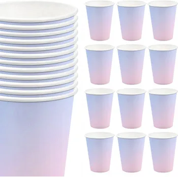 Jednorázové nádobí Pastelové duhové papírové Kelímky 12 ks Vícebarevné