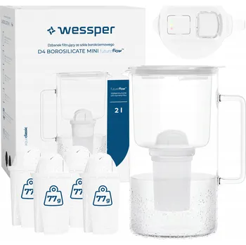Filtrace vody Filtrační konvice Wessper D4 Borosilicate Mini FutureFlow 2 l bílá