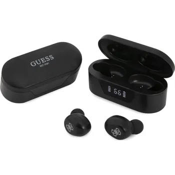 Sluchátka Guess True Wireless Classic Logo BT5.0 5H Stereo Earphones, černá