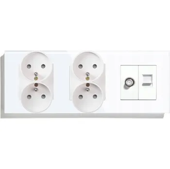 Elektrická zásuvka SKLENĚNÁ TROJITÁ ZÁSUVKA 3F 229mm SATELIT INTERNET RJ45