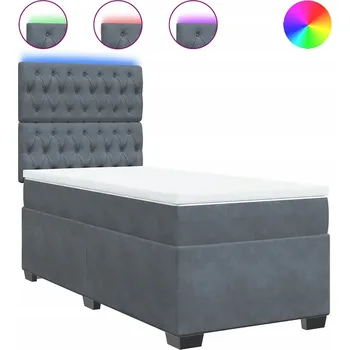 Postel Kontinentální postel s LED, tmavě šedá, 200 x 80 x 140,5/150,5 cm